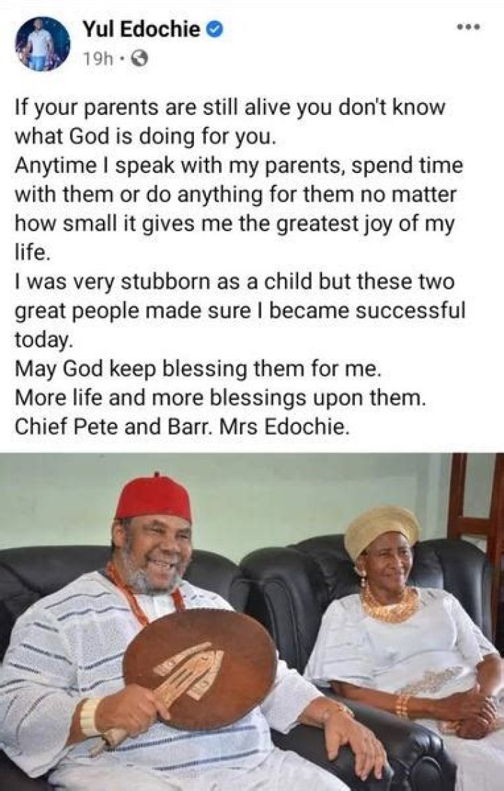 
“I was very stubborn as a child” – Yul Edochie says as he pays homage to his Parents 
