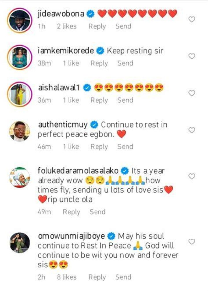
Mercy Aigbe, Seyi Edun, others console Bimbo Oshin on late husband’s one year remembrance 