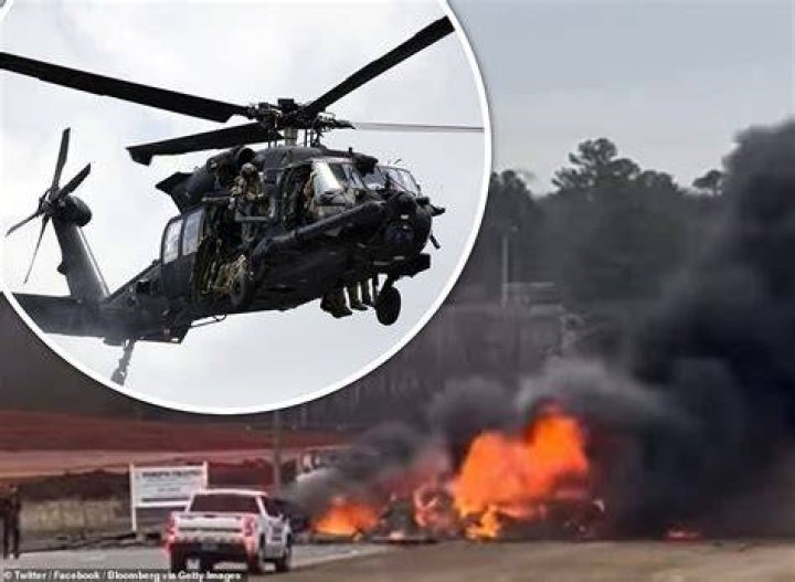 
US military Black Hawk helicopter crashes on Highway 53 and Burwell Road in Madison County, Alabama. 